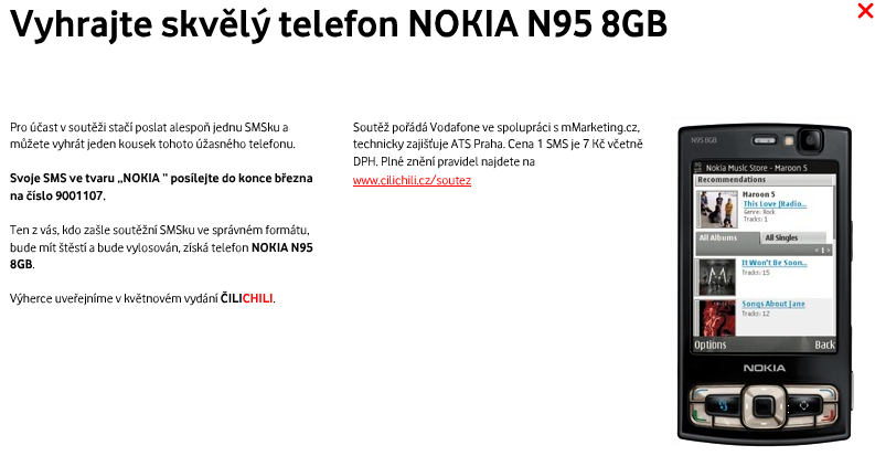 Vodafone: březnová soutěž o Nokii N95 8GB