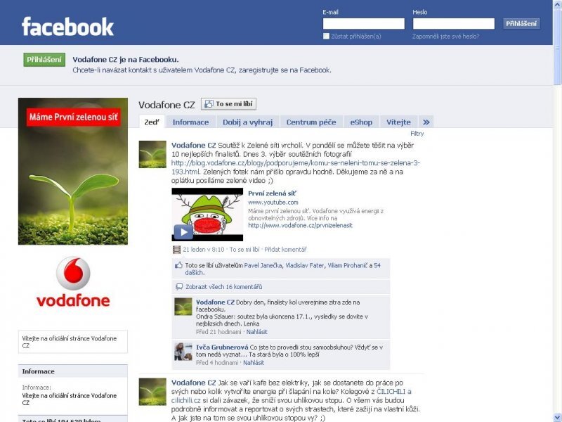 Vodafone CZ Facebook page