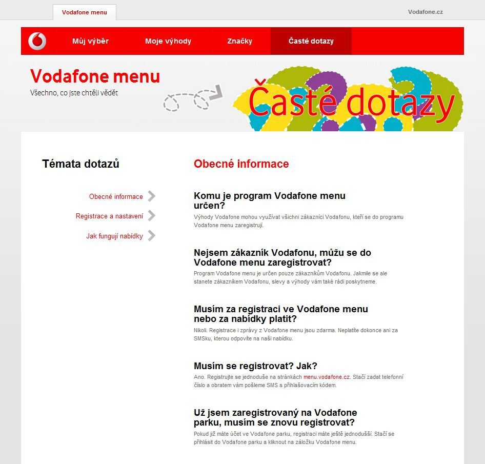 Vodafone Menu