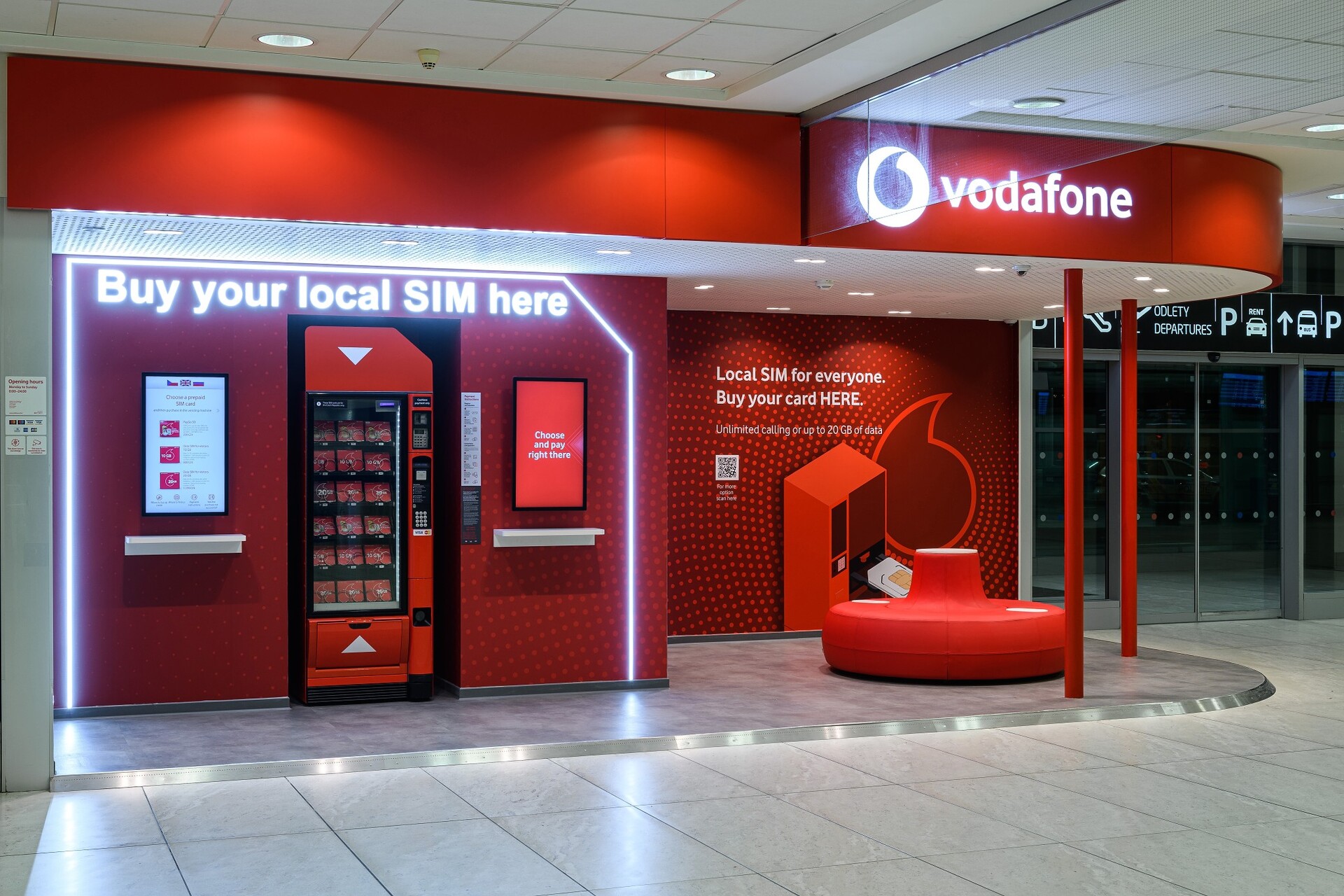 Vodafone samoobslužná prodejna letiště