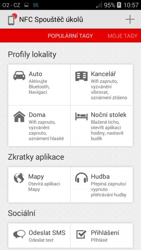 Vodafone Smart 4 Power: NFC spouštěč úkolů