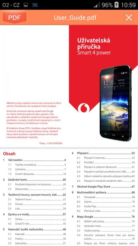 Vodafone Smart 4 Power: Uživatelská příručka
