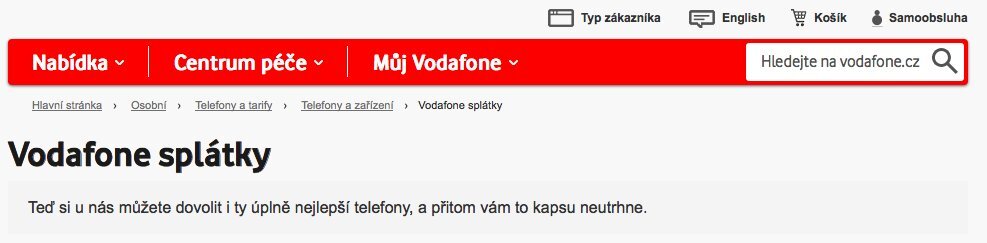 Vodafone splátky