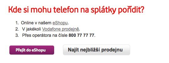 Vodafone splátky