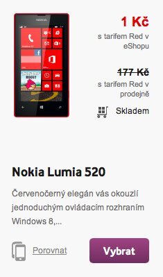 Vodafone telefon za 1 Kč