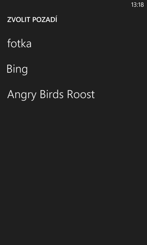 výběr druhu tapety zamykací obrazovky