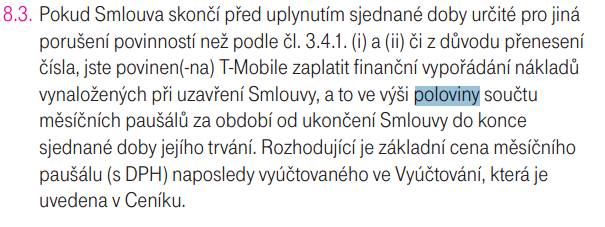 Výňatek z všeobecných obchodních podmínek T-Mobilu s platností od 1. 9. 2013