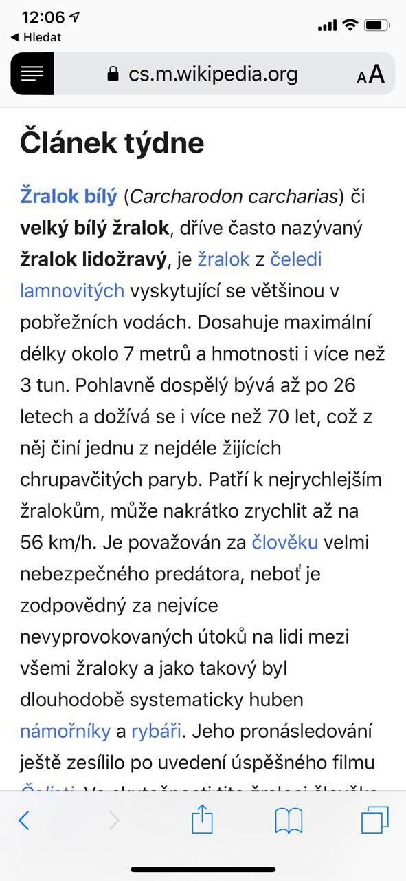 Wikipedie - režim čtečky