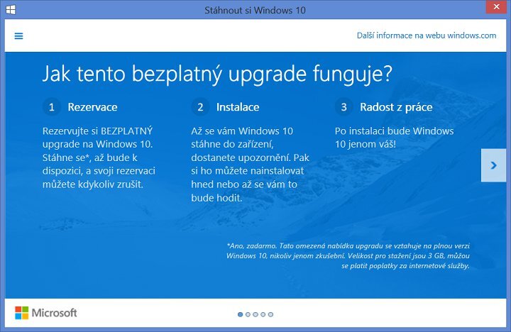 Windows 10 - rezervace 