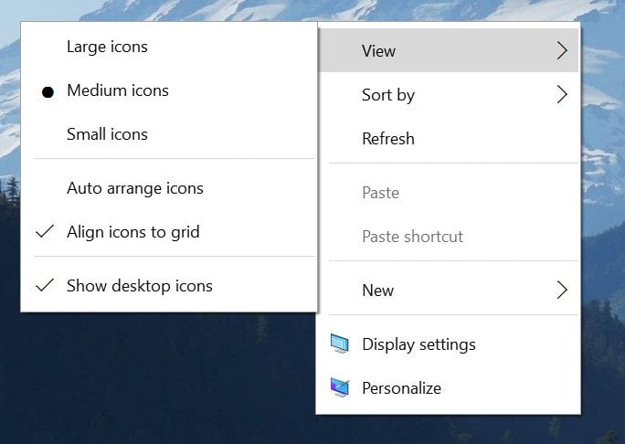 Windows 10 kontextové menu