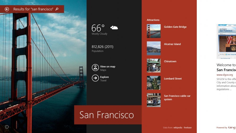Windows 8.1 - výsledky vyhledávání