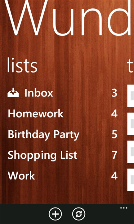 Wunderlist pro Windows Phone