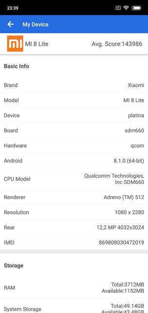 Xiaomi Mi 8 Lite