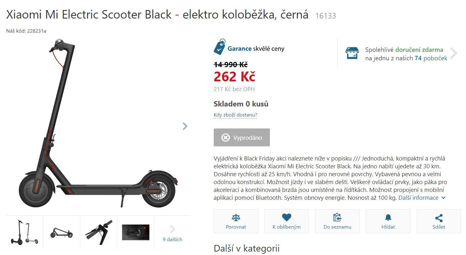 Xiaomi Mi Electric Scooter CZC.cz Black Friday