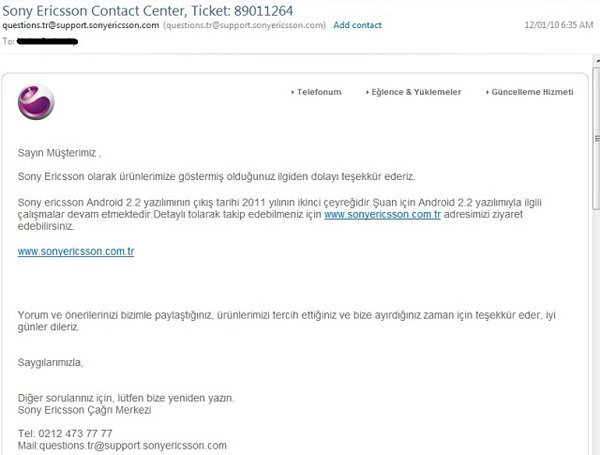 Xperia X10 na Androidu 2.2 ve 2Q 2011