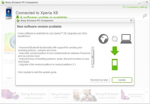 Xperia X8 oficiálně na Androidu 2.1