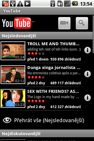 YouTube aplikace
