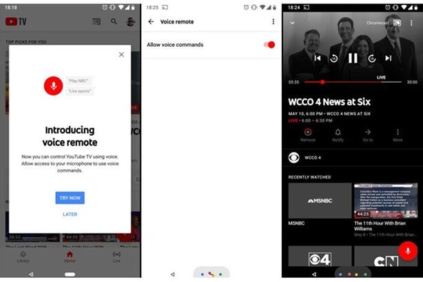 YouTube TV - voice remote
