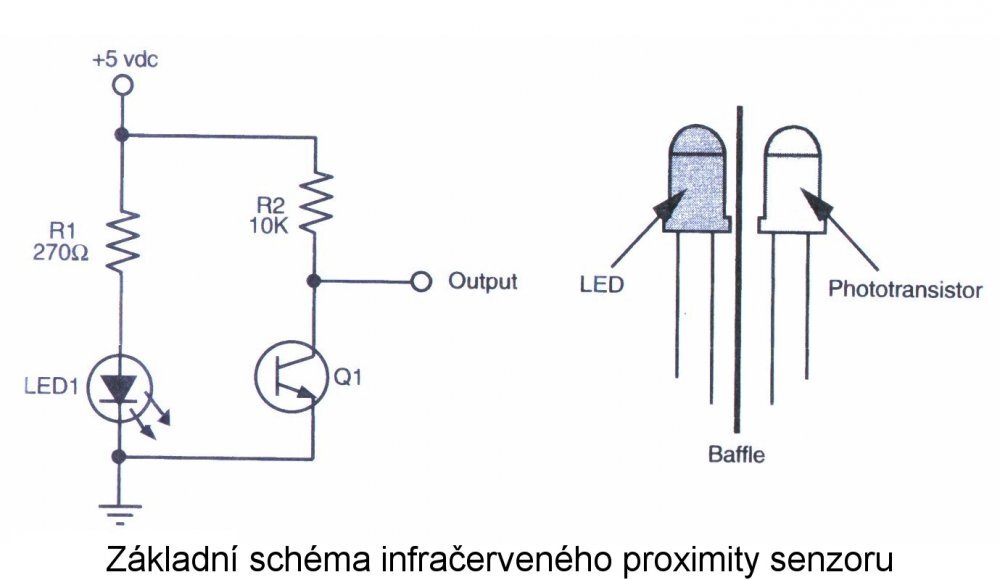 Základní schéma infračerveného proximity senzoru
