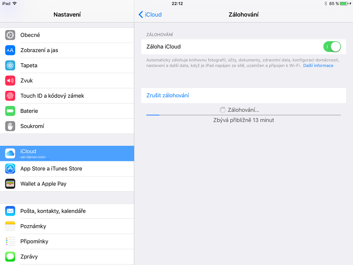 Zálohování iCloud