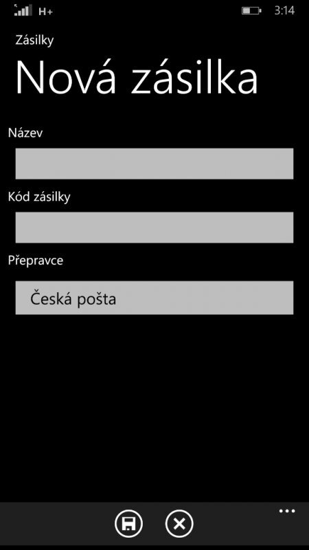 Zásilky pro Windows Phone