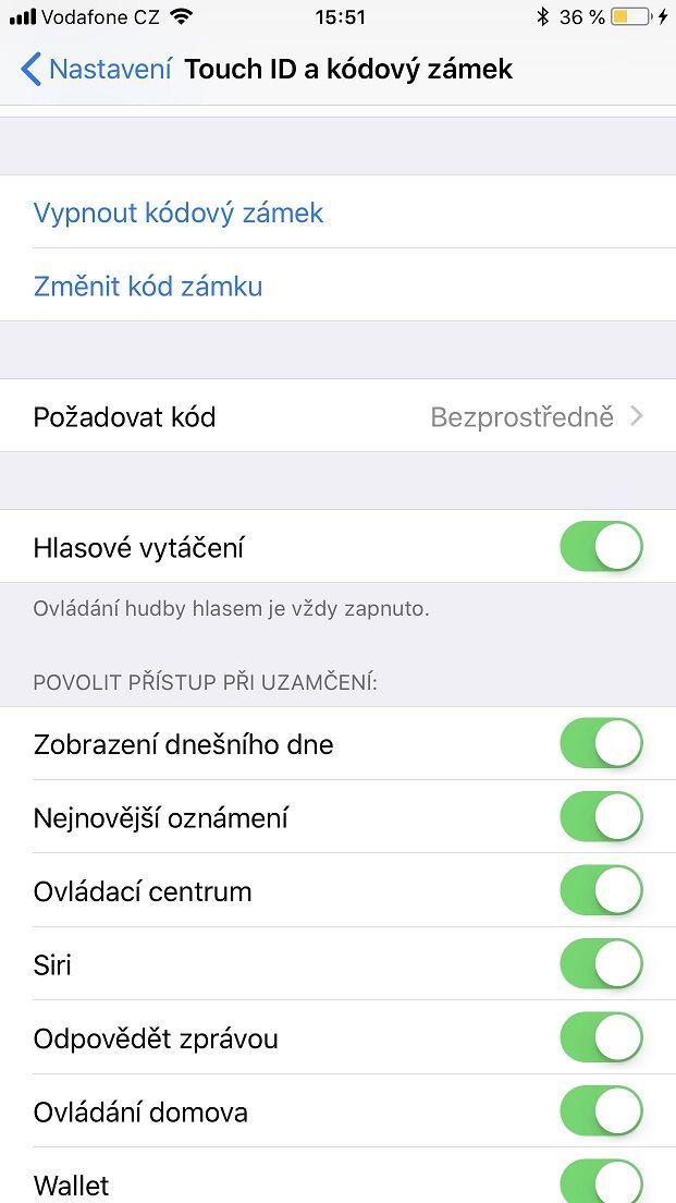 Změna kódu iOS 11