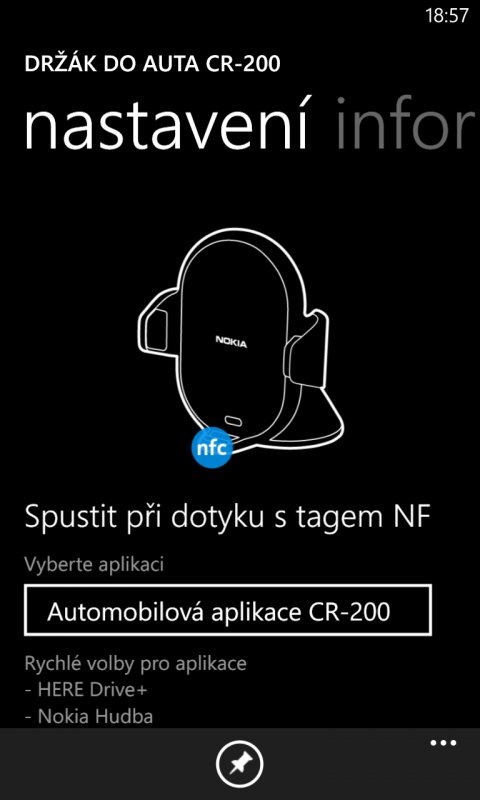 Aplikace k držáku Nokia CR-200