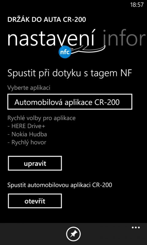 Aplikace k držáku Nokia CR-200