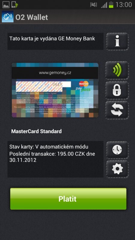 Aplikace pro NFC platby od GE Money Bank