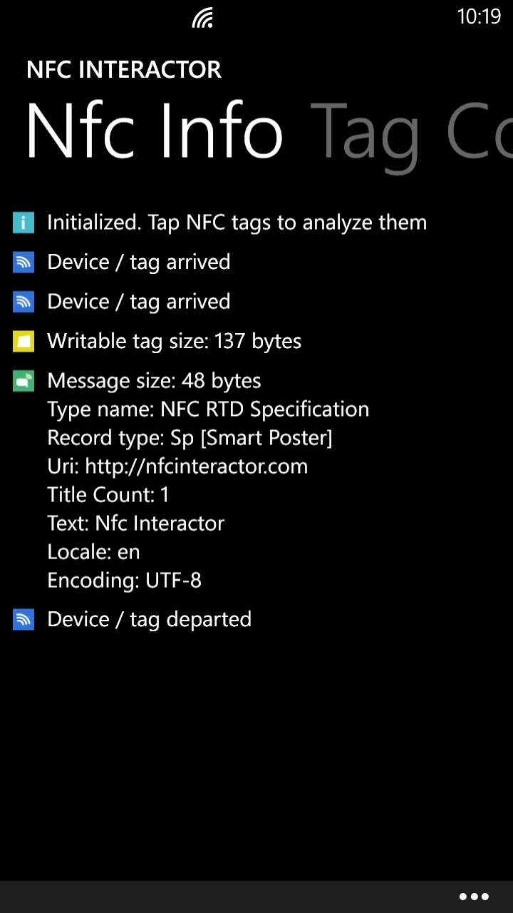 NFC Interactor pro Windows Phone 8