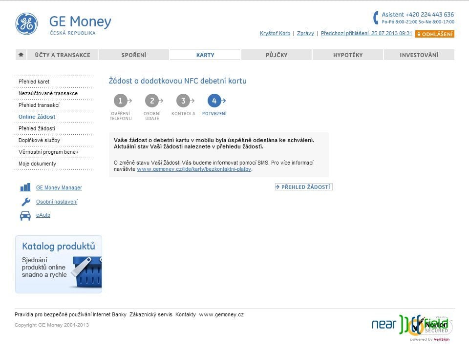 Žádost o NFC SIM kartu GE Money Bank