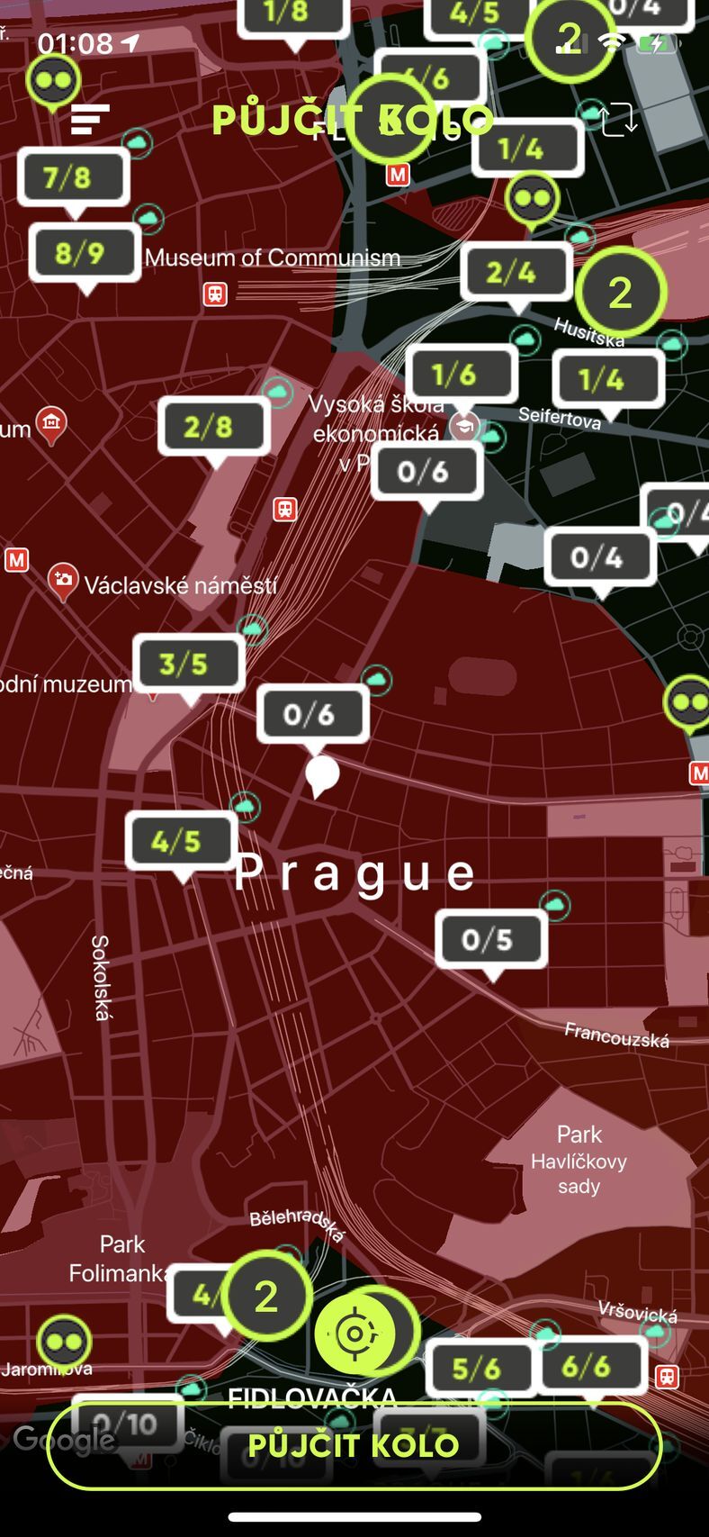 Aplikace Freebike – sdílená elektrokola