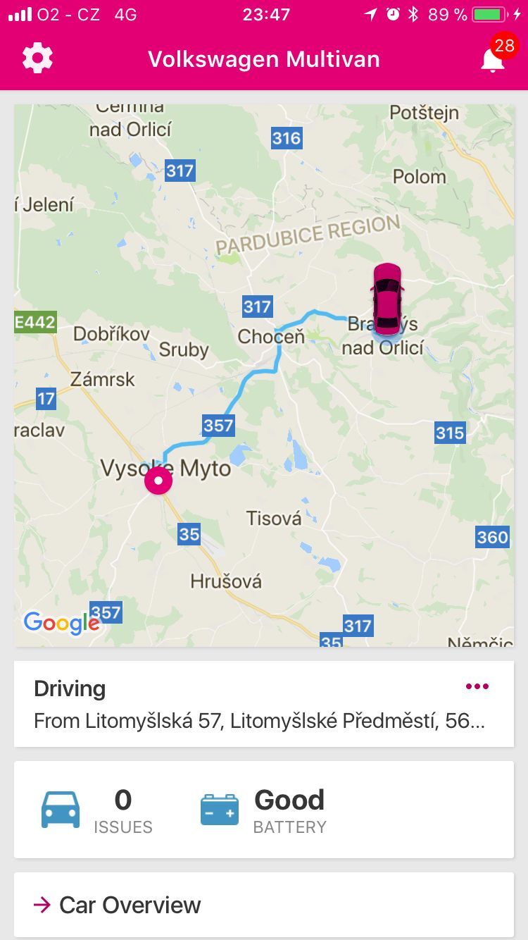 aplikace iOS T-Mobile Chytré Auto