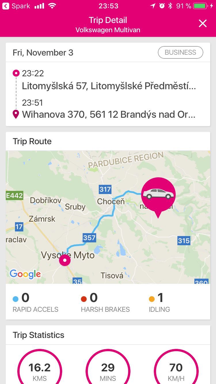 aplikace iOS T-Mobile Chytré Auto