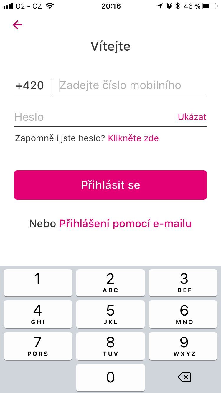 aplikace iOS T-Mobile Chytré Auto