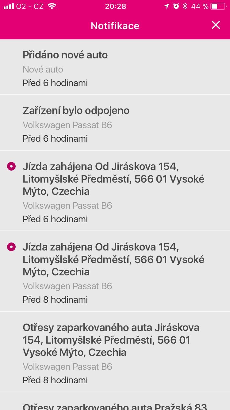 aplikace iOS T-Mobile Chytré Auto