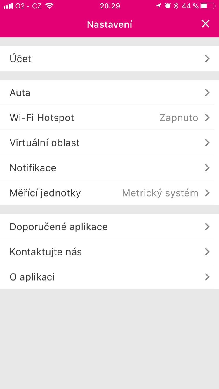 aplikace iOS T-Mobile Chytré Auto