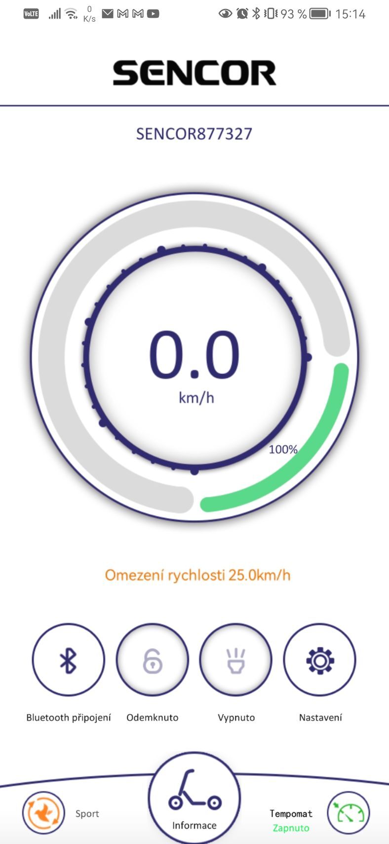 Aplikace Sencor Scooter