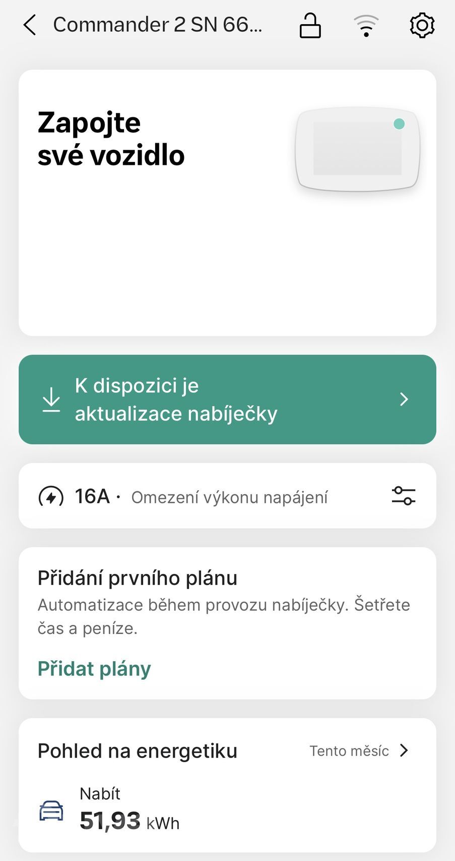 aplikace Wallbox Commander 2