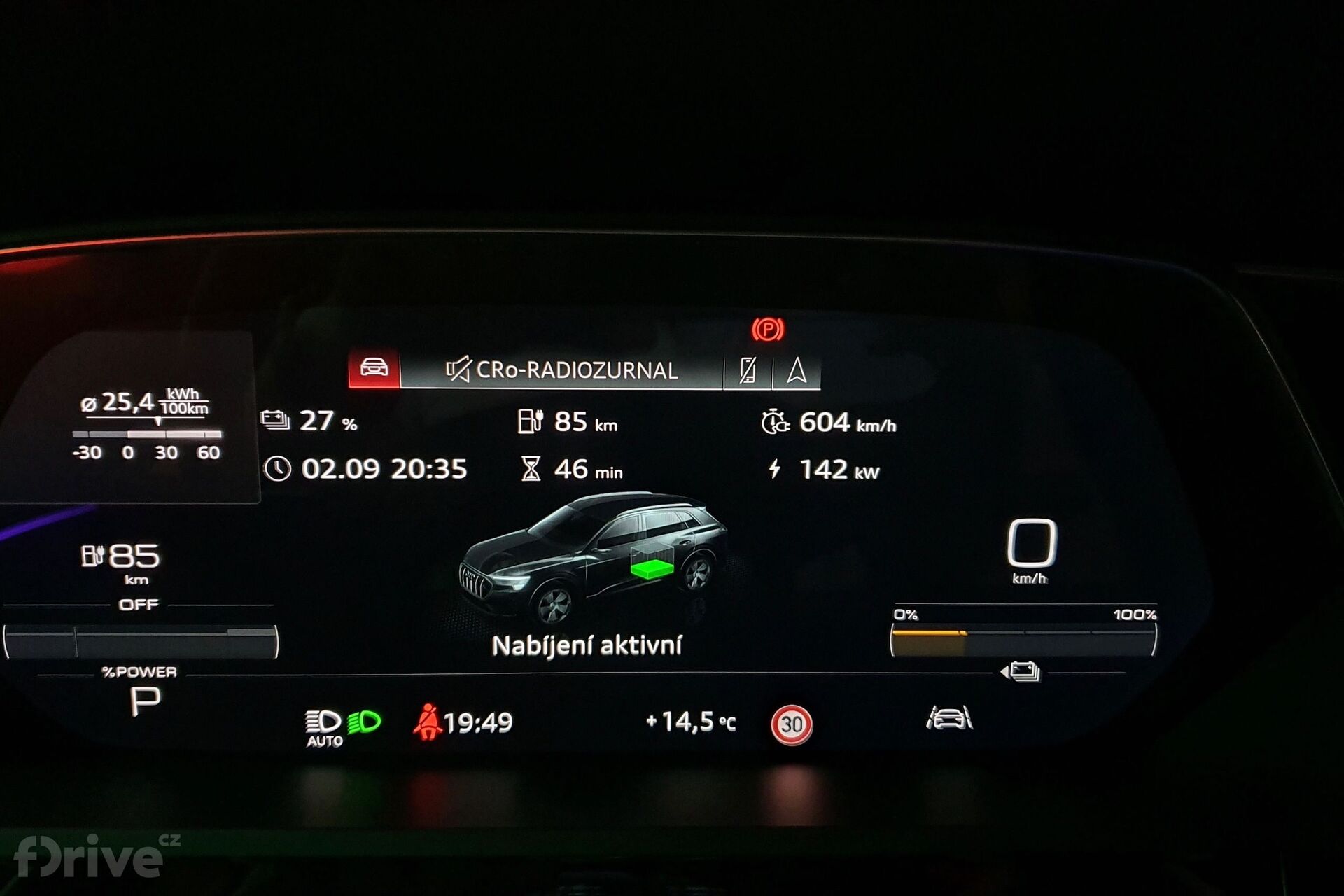 Audi e-tron na nabíjecí stanici E.ON