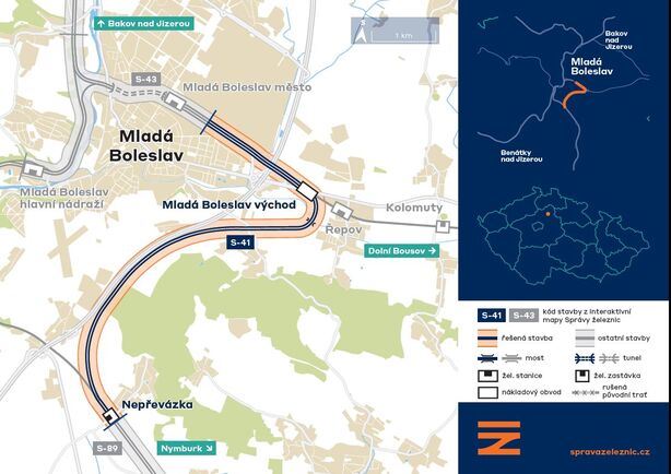 Bezděčínská spojka a stanice Mladá Boleslav - východ