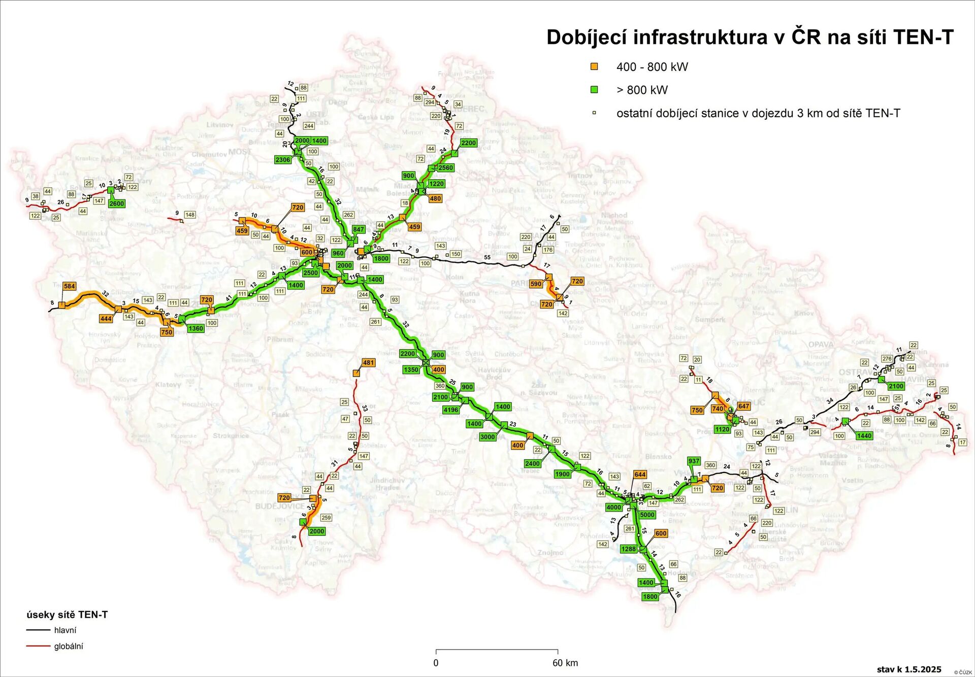 Dobíjecí infrastruktura v ČR na síti TEN-T
