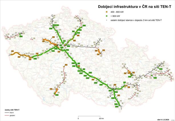 Dobíjecí infrastruktura v ČR na síti TEN-T