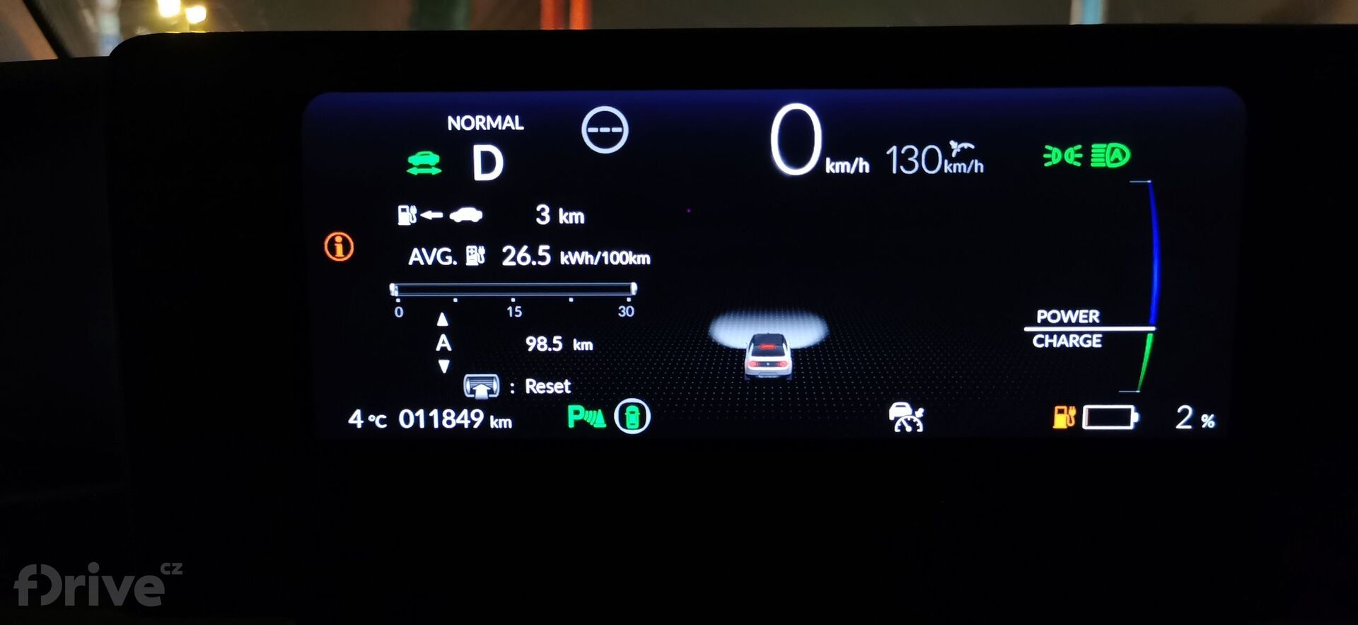 Honda e - test nabíjení v zimě