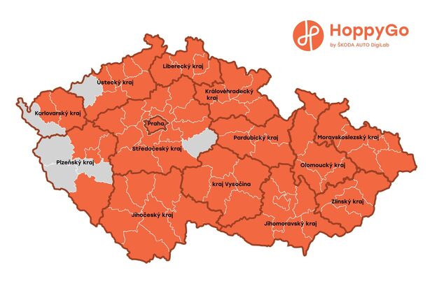 HoppyGo pokrytí ČR
