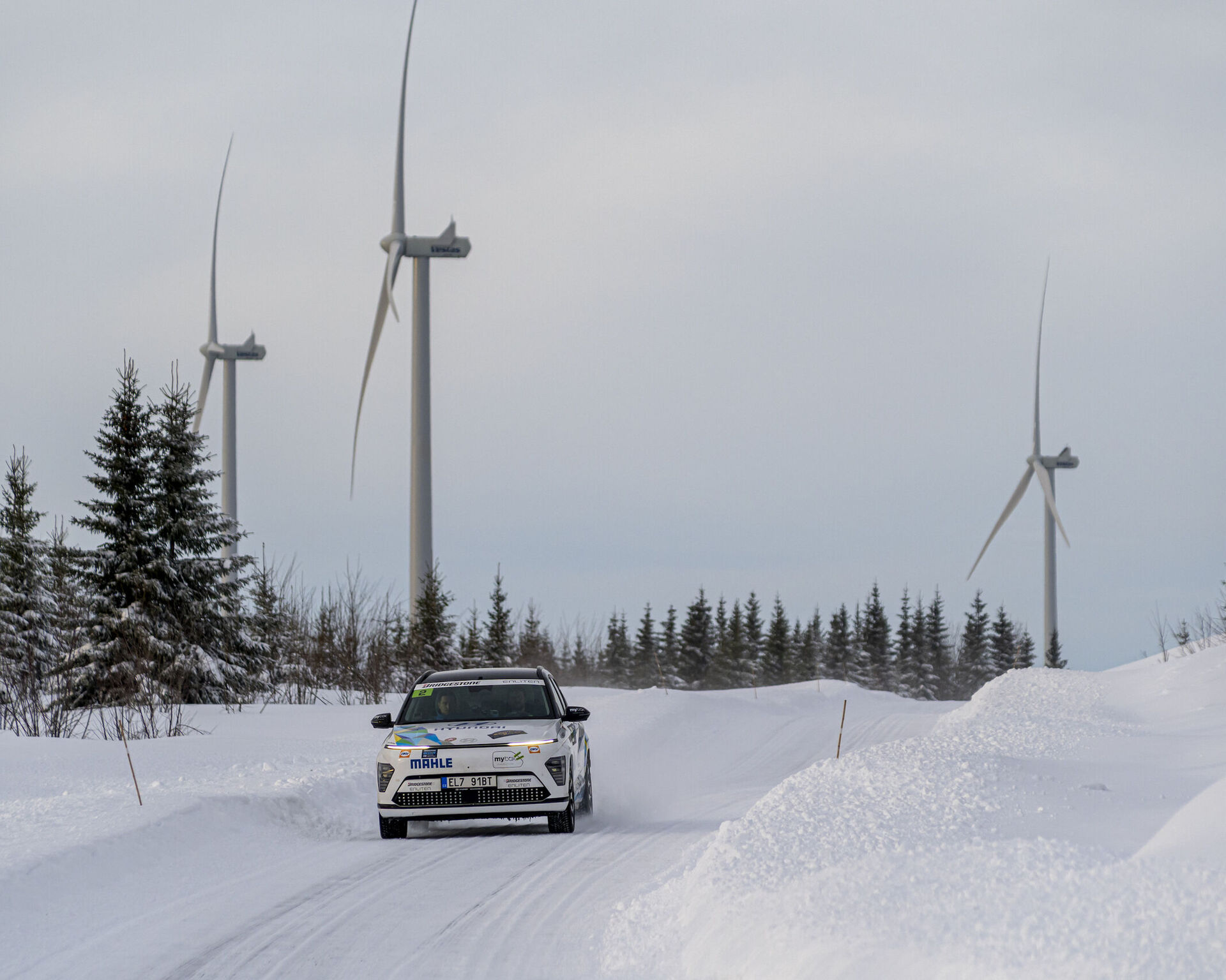Hyundai Kona Electric na Östersund Winter Eco Rally