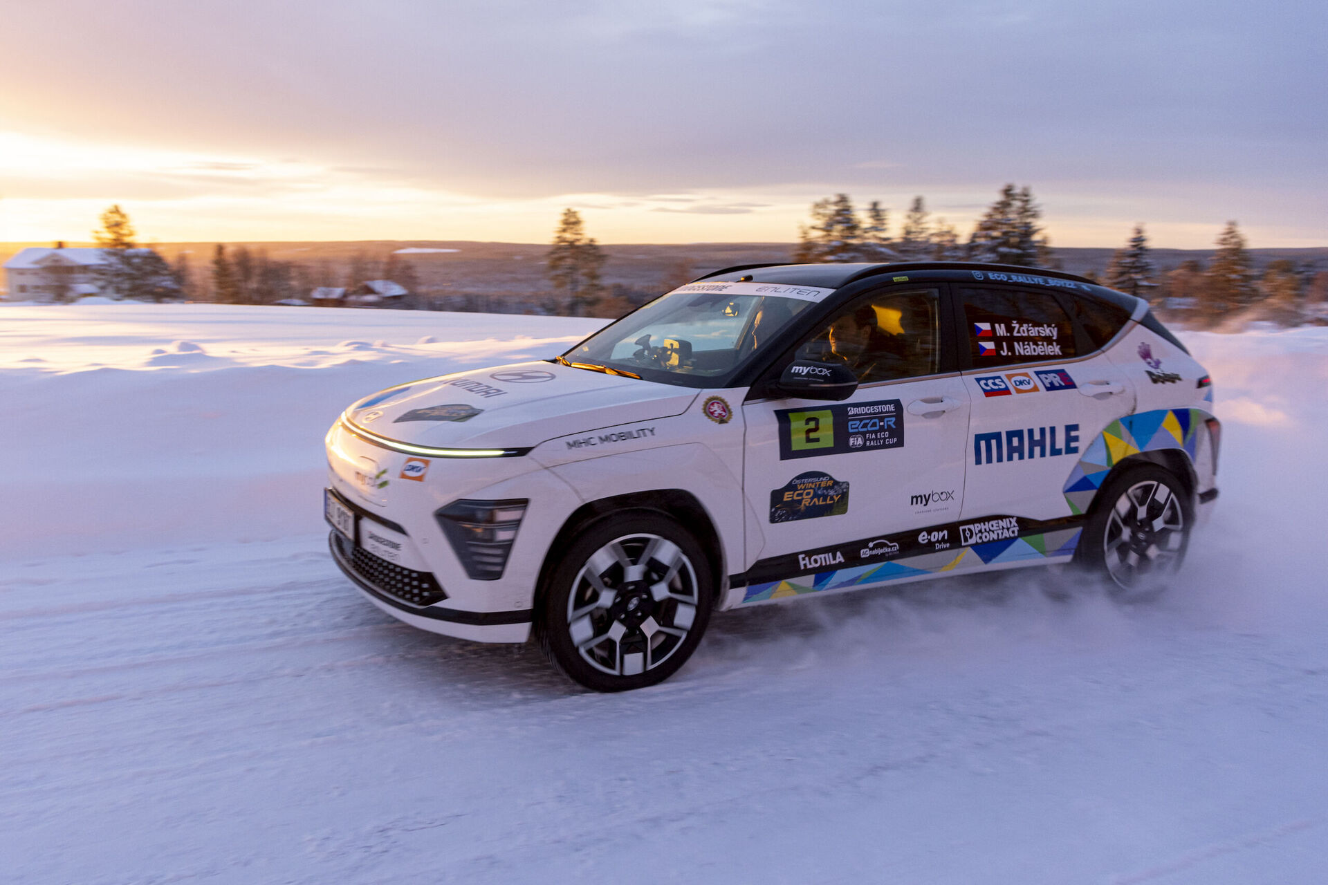 Hyundai Kona Electric na Östersund Winter Eco Rally