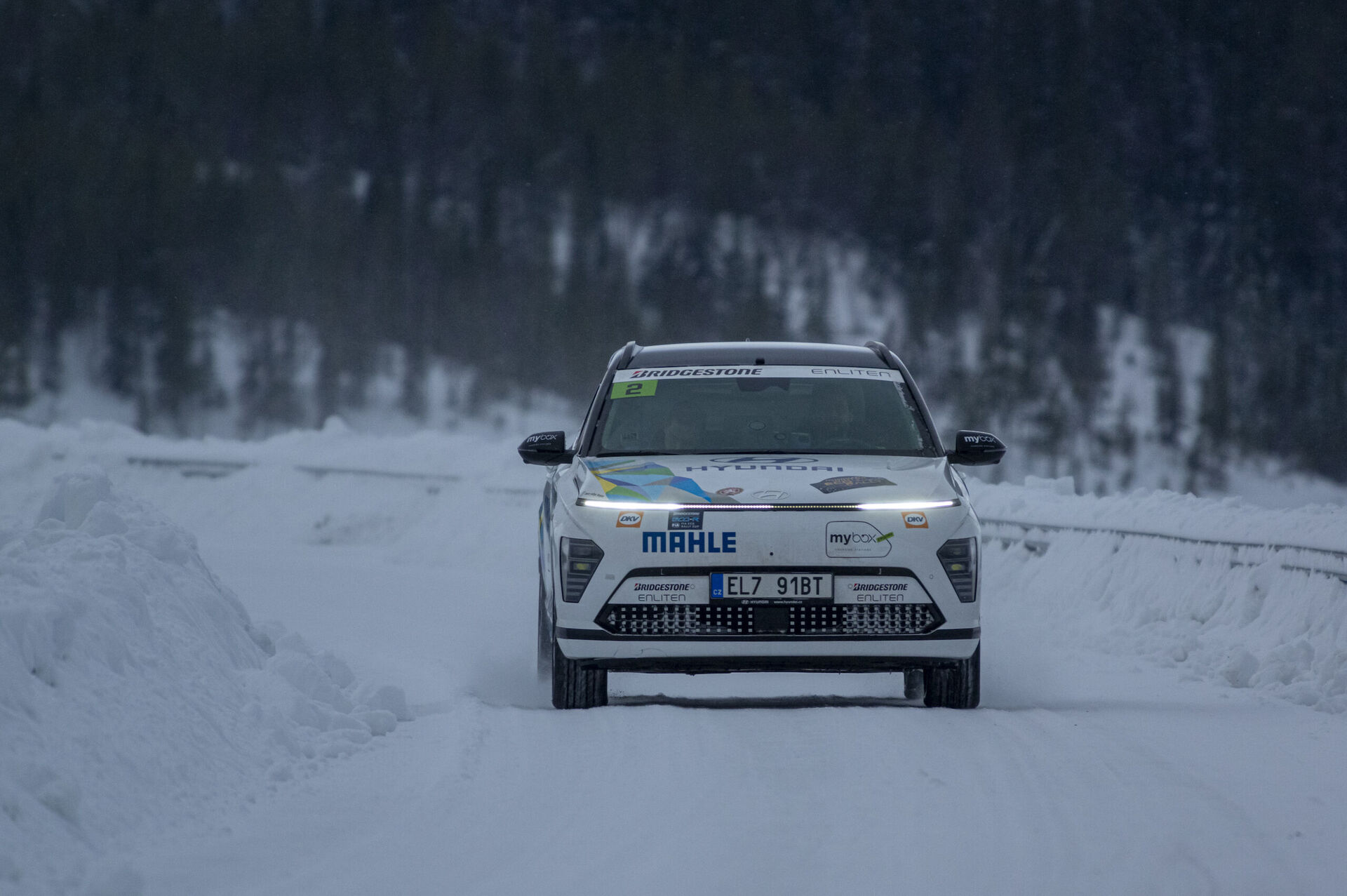 Hyundai Kona Electric na Östersund Winter Eco Rally