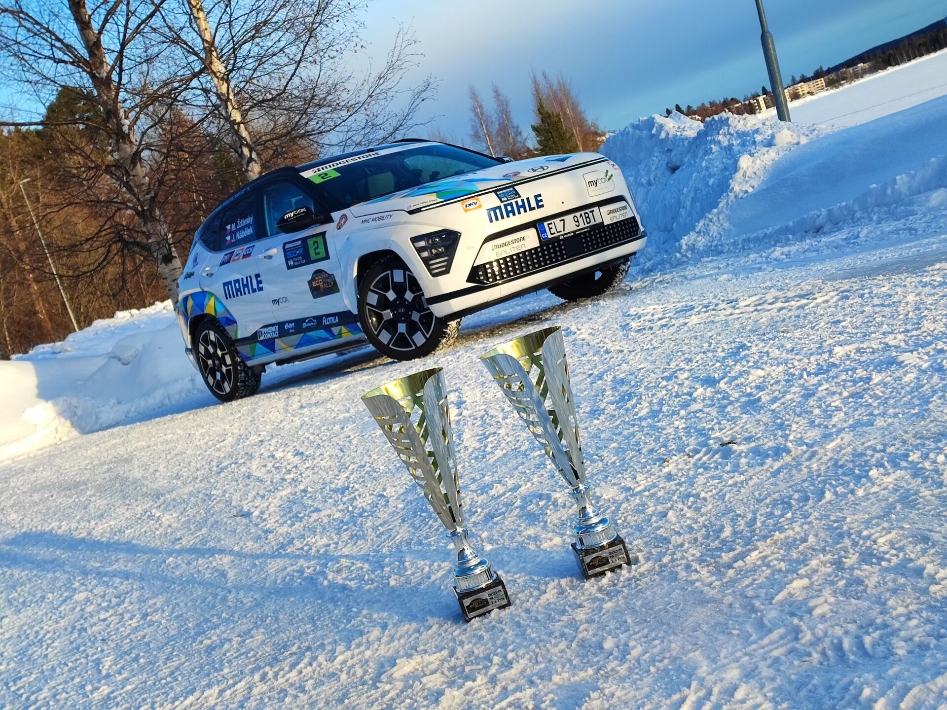 Hyundai Kona Electric na Östersund Winter Eco Rally
