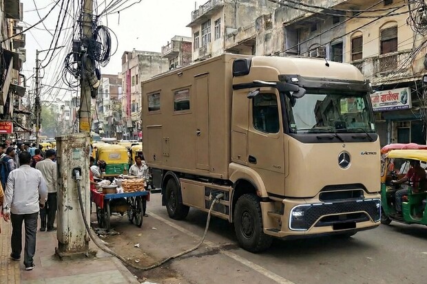 Kolem světa na 80 nabití. YouTuber chce objet zeměkouli s Mercedesem eActros